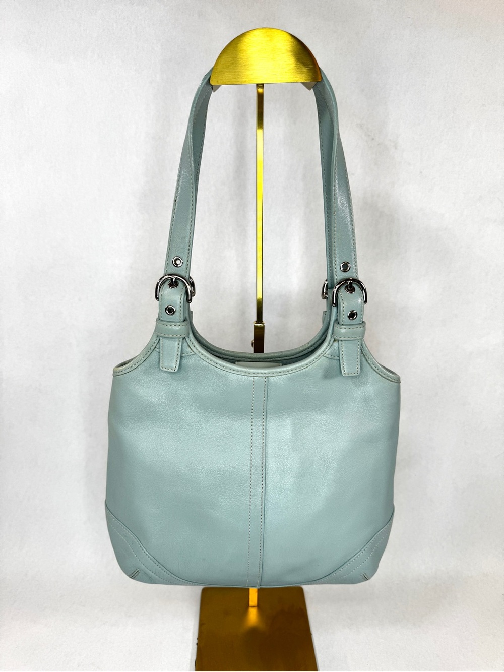 Vintage Coach Soho Slim Shoulder Bag 4983 Light Blue Leather Y2K Hobo Purse - Picture 5 of 12